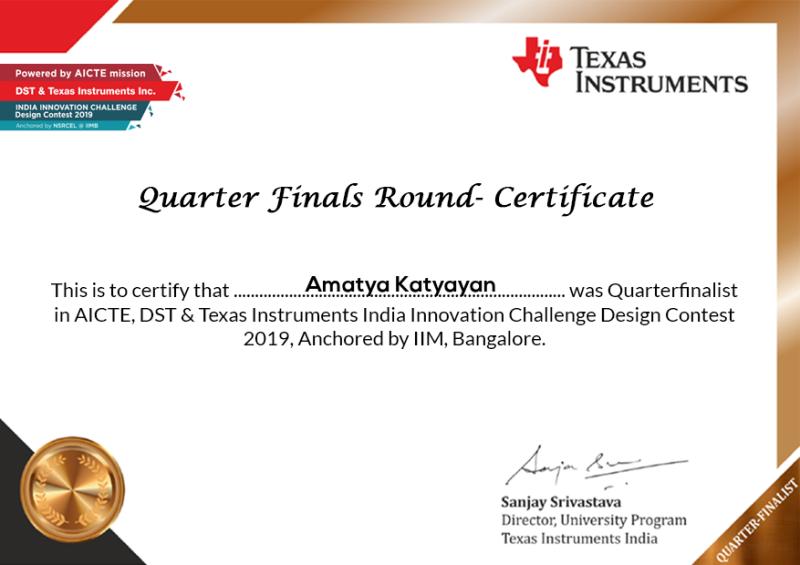 Reached quarter-finals stage in ideation of a bionic-surveillance drone